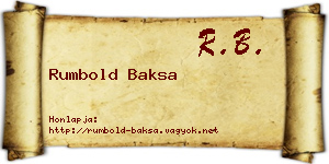 Rumbold Baksa névjegykártya